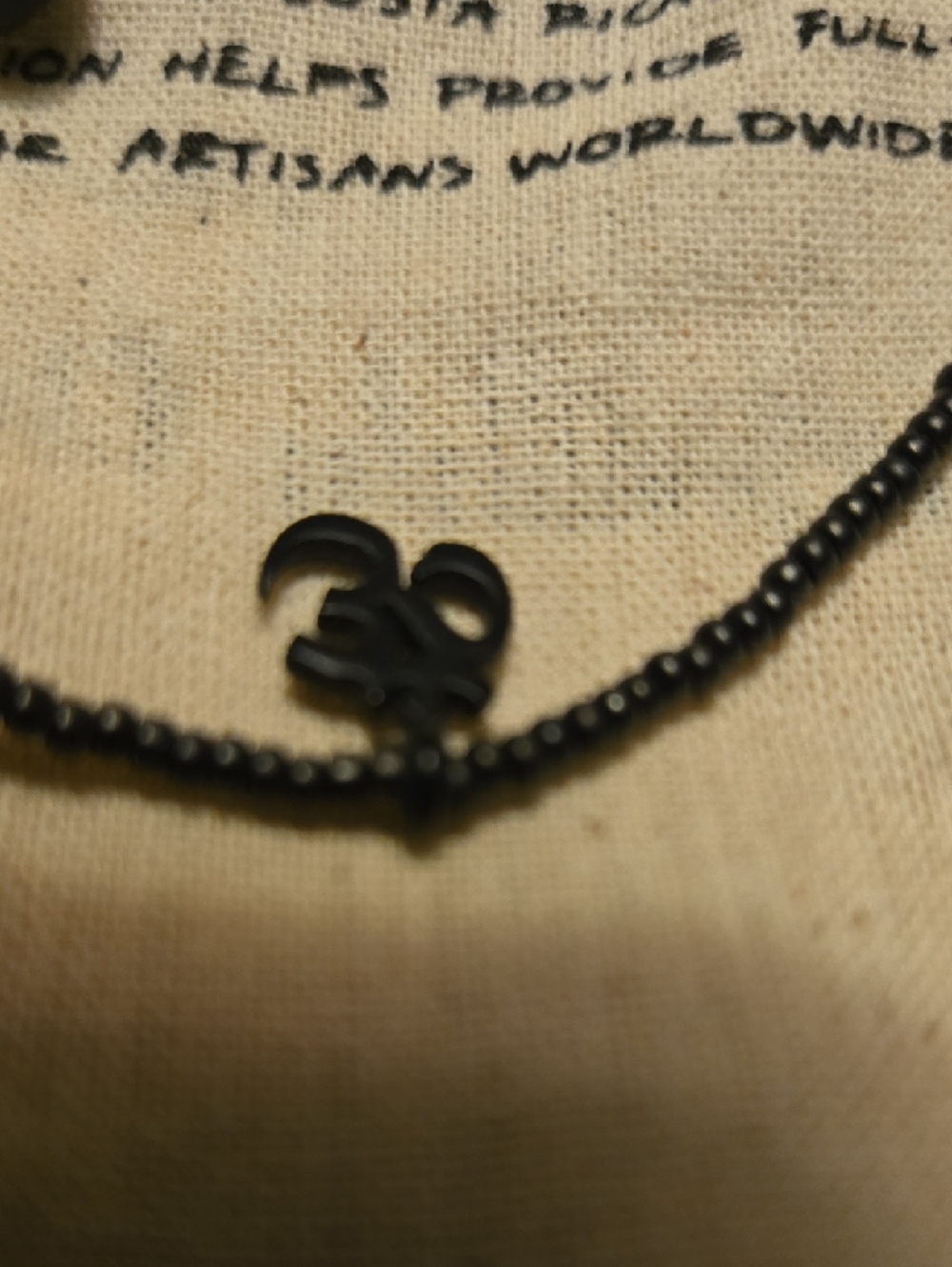 Black Beaded Bracelet with Ohm Charm - Picture 4 of 4